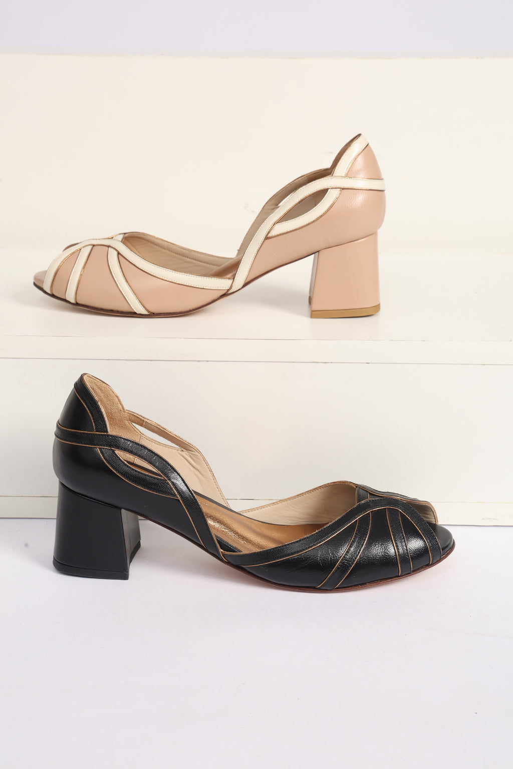 Peep Toe Wal Nude c/ Off White