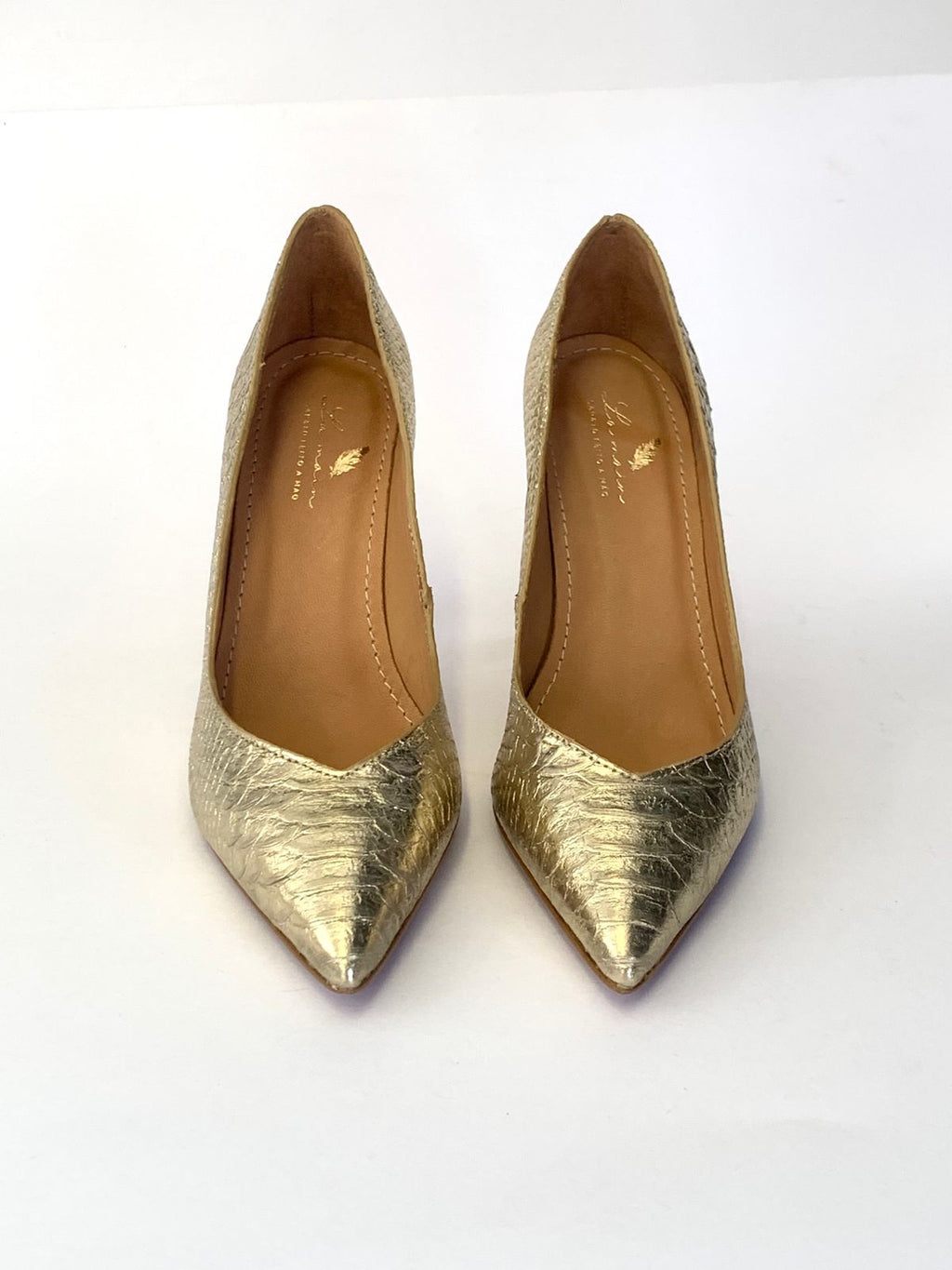 Scarpin Jade Python Ouro Claro