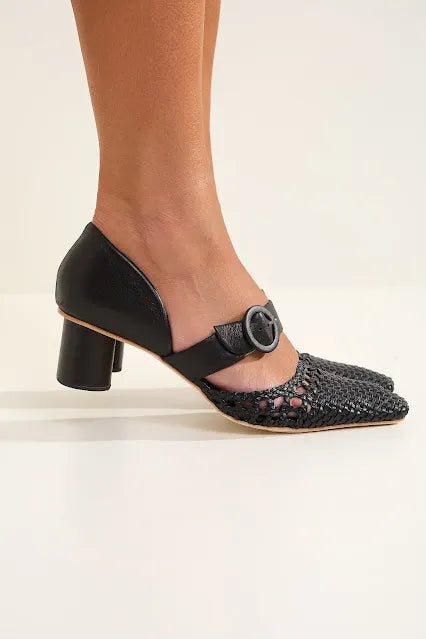 Scarpin Samanta Macramê Preto