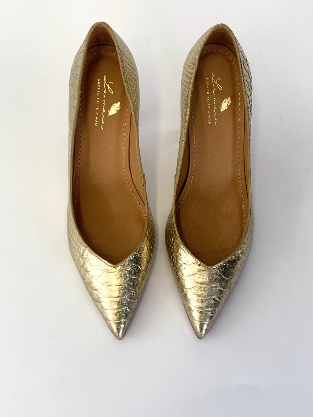 Scarpin Jade Python Ouro Claro