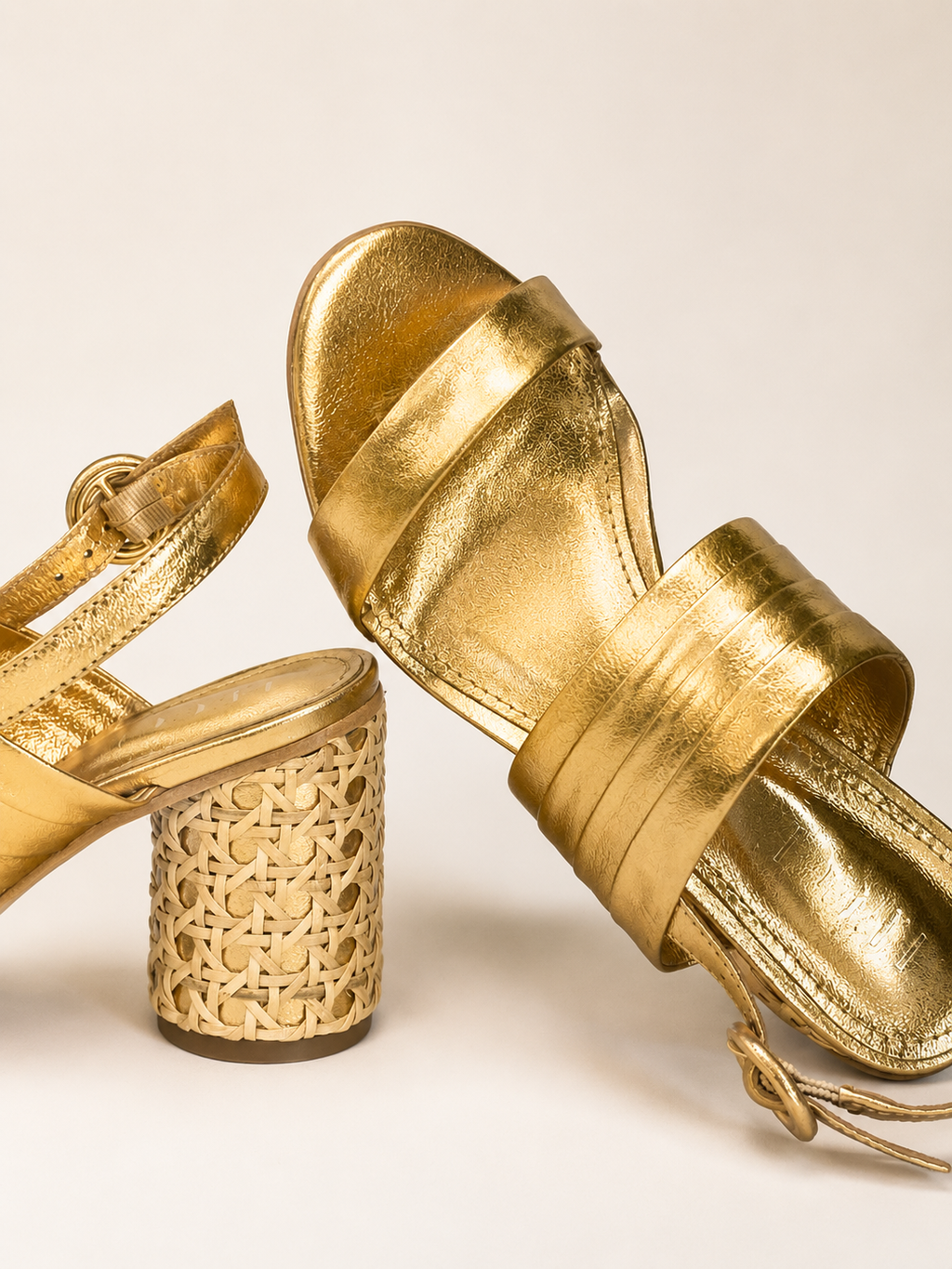 Luzia Gold Straw Heel Sandal