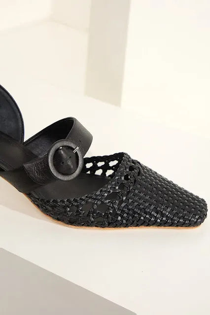 Scarpin Samanta Macramê Preto
