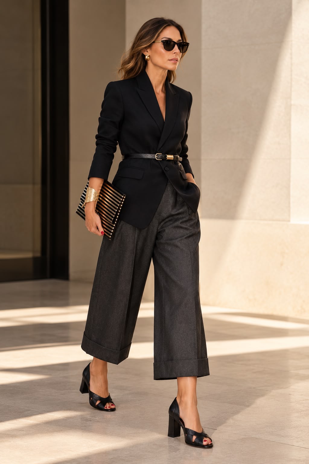 Peep Toe Simone em Couro Legítimo Preto - Detalhes em Leazar