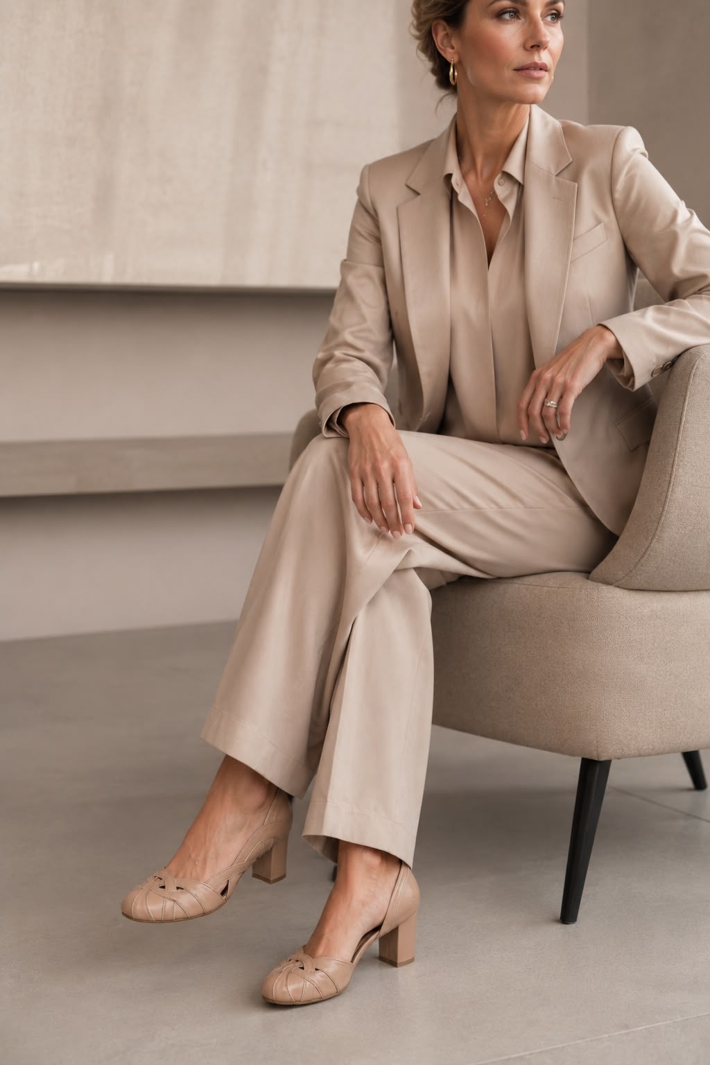 Sapato Pietra em Couro Legítimo Nude - Detalhes em Off White