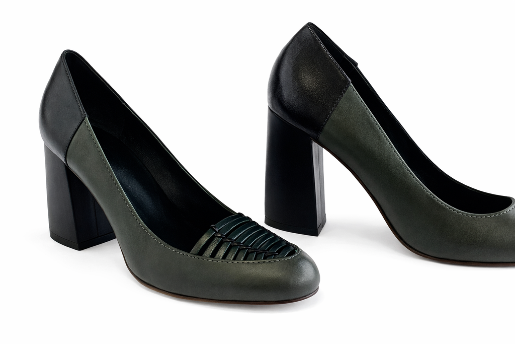 Sapato Adriane Bicolor Militar e Preto