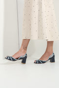 Peep Toe Wal Azul Marinho Bicolor