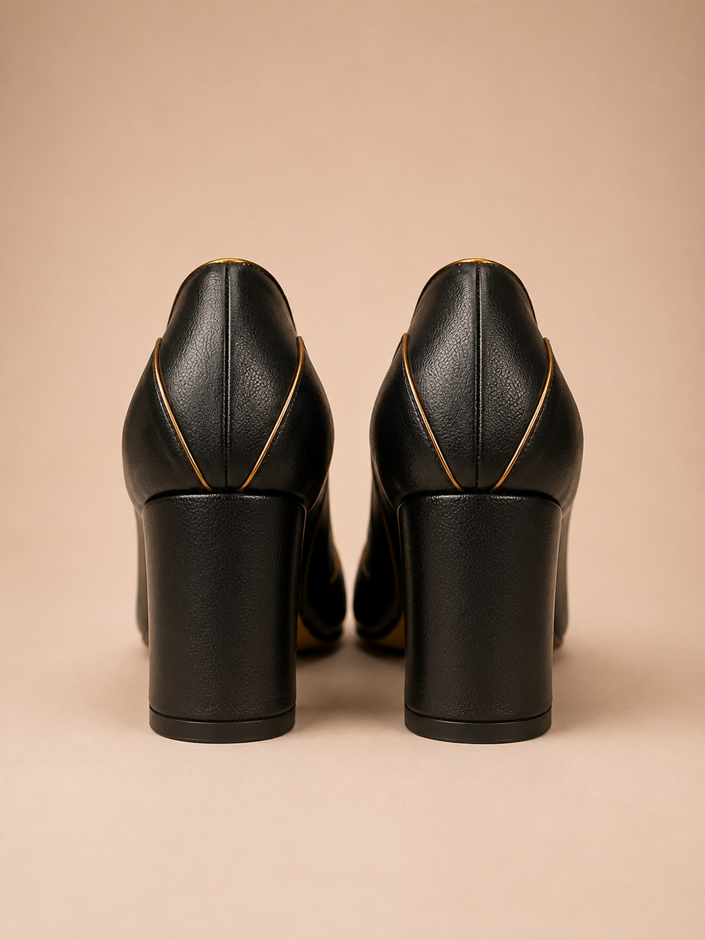Sonia Shoe - Black Leatherette medium block heel