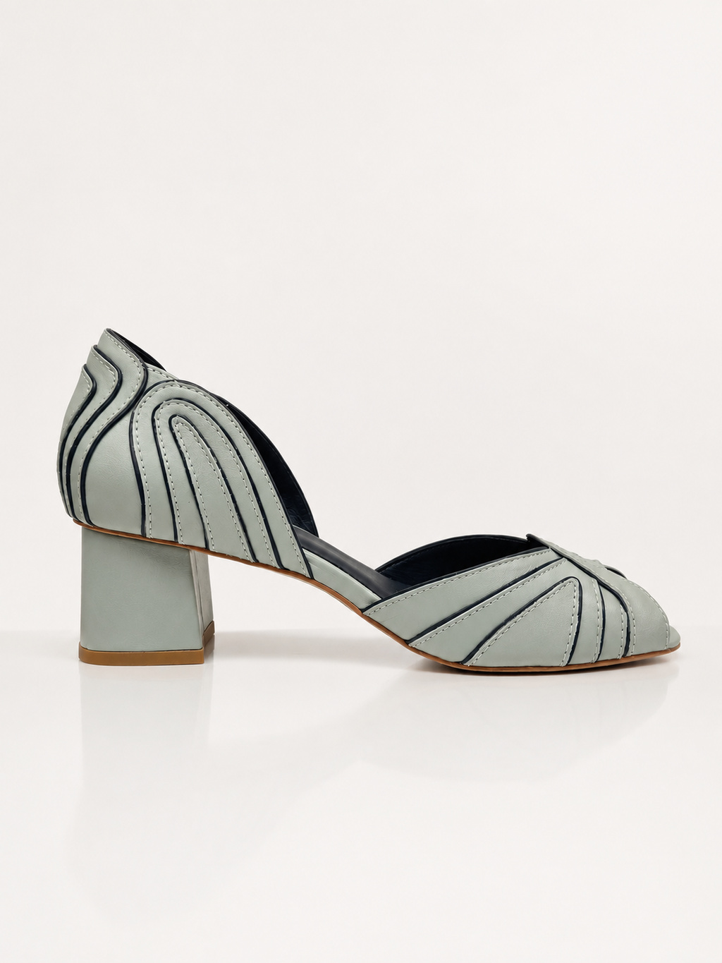 Peep Toe Paula Azul Nuvem c/ Marinho