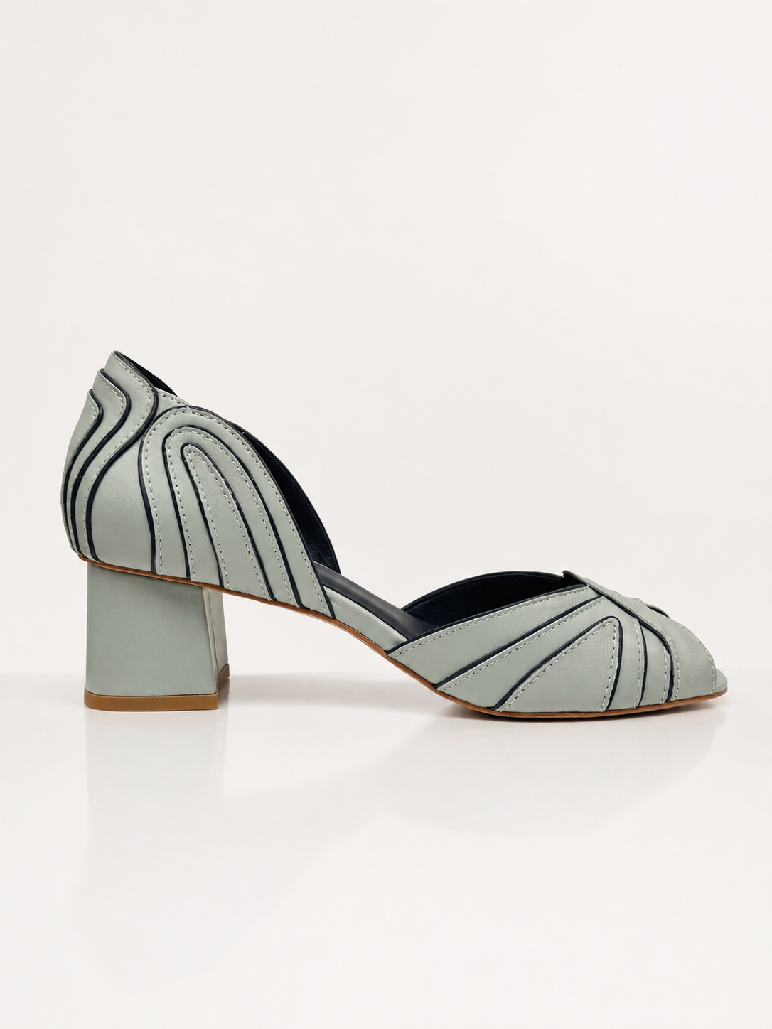 Peep Toe Paula Azul Nuvem c/ Marinho