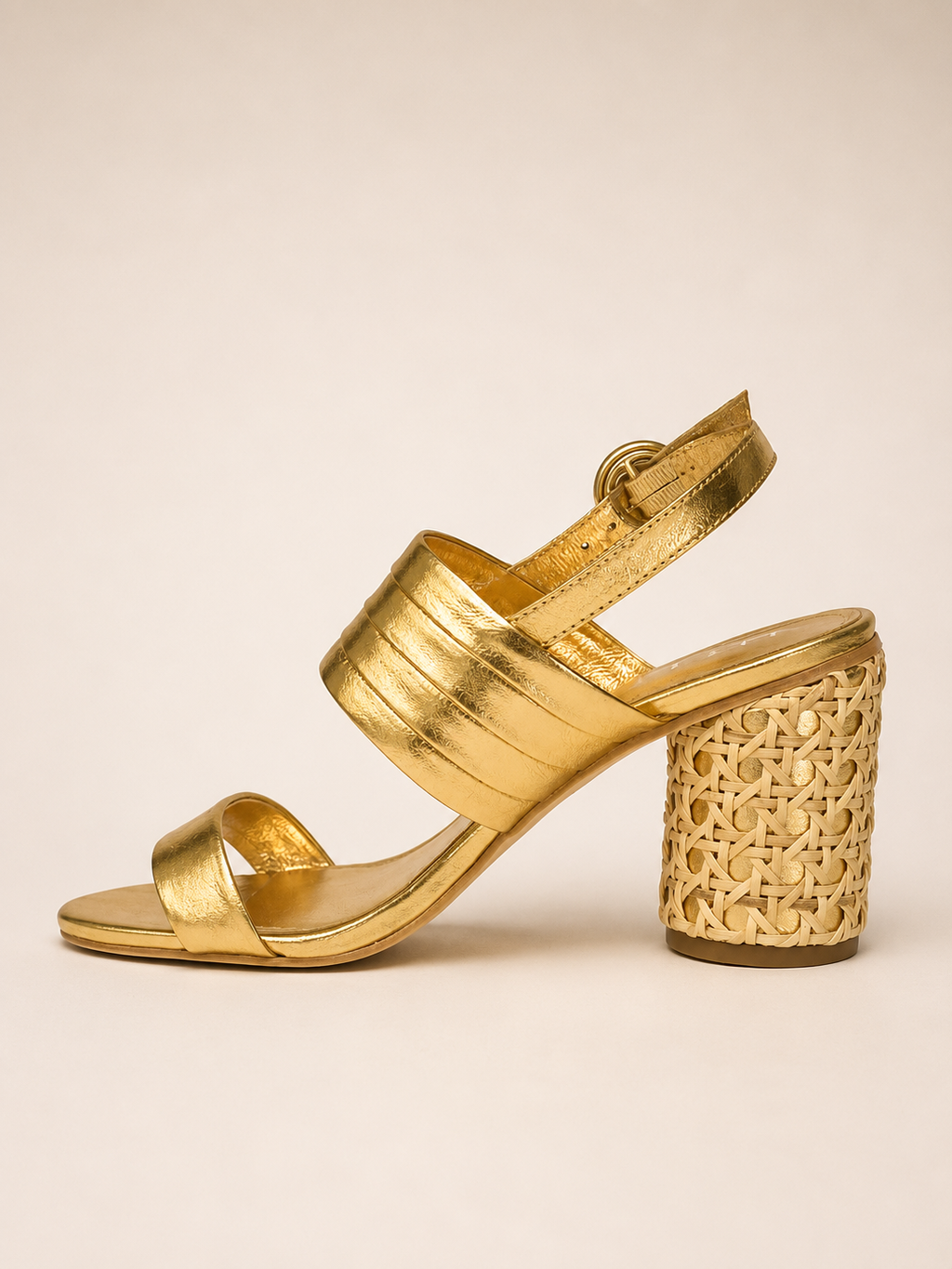 Luzia Gold Straw Heel Sandal