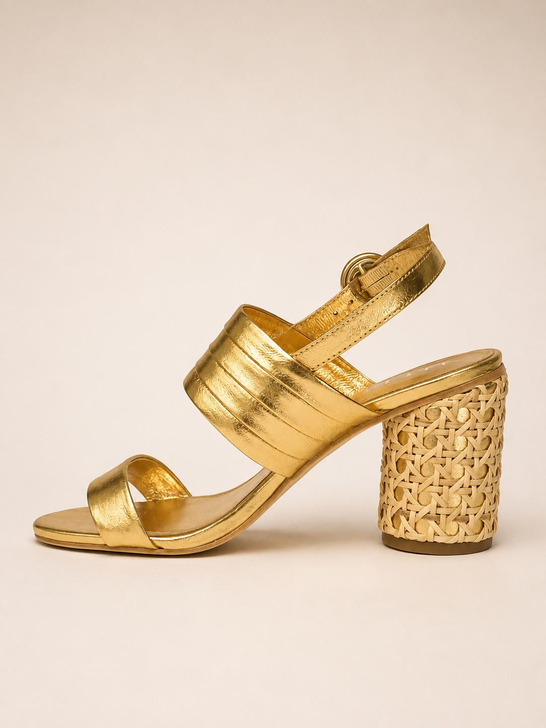 Luzia Gold Straw Heel Sandal