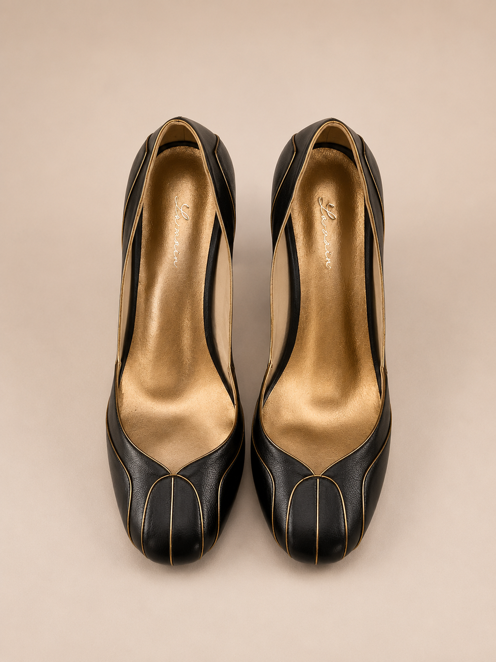 Sonia Shoe - Black Leatherette medium block heel