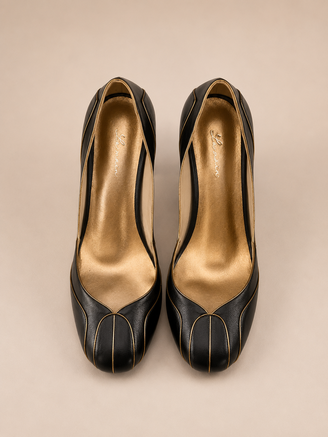 Sonia Shoe - Black Leatherette medium block heel
