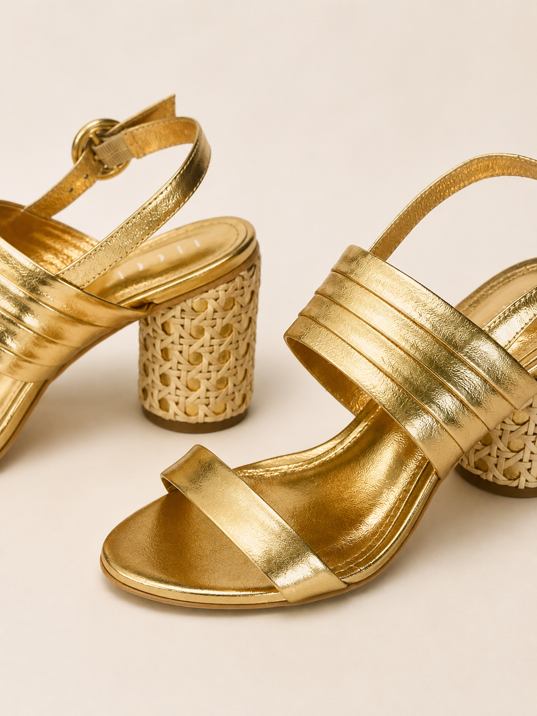 Luzia Gold Straw Heel Sandal