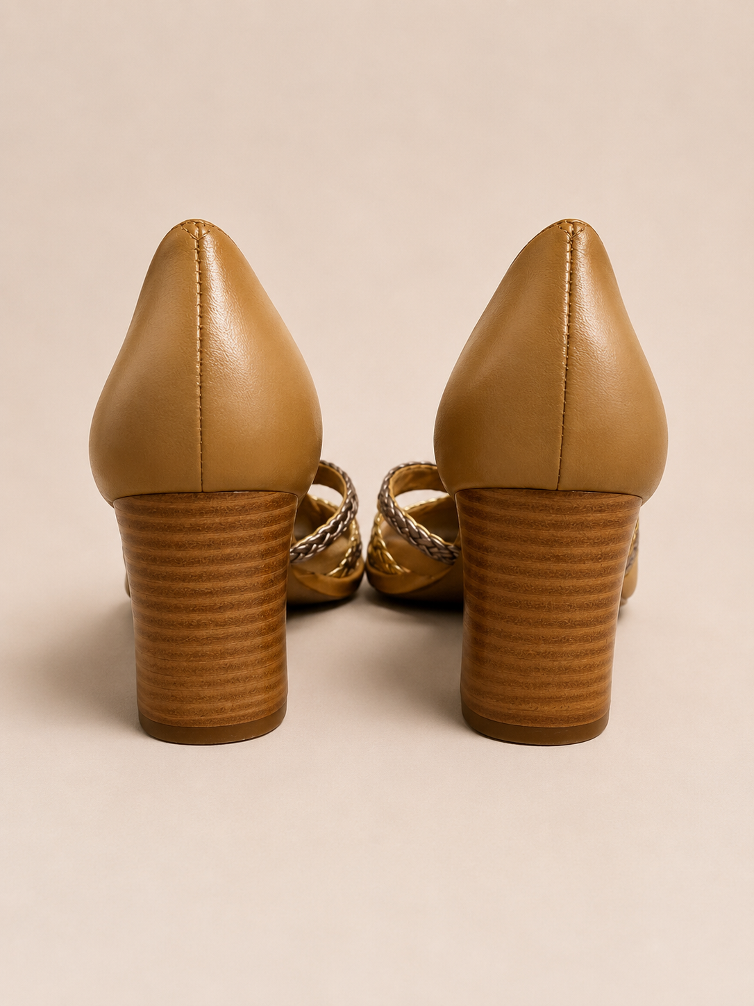 Débora Nude and Old Gold Peep Toe