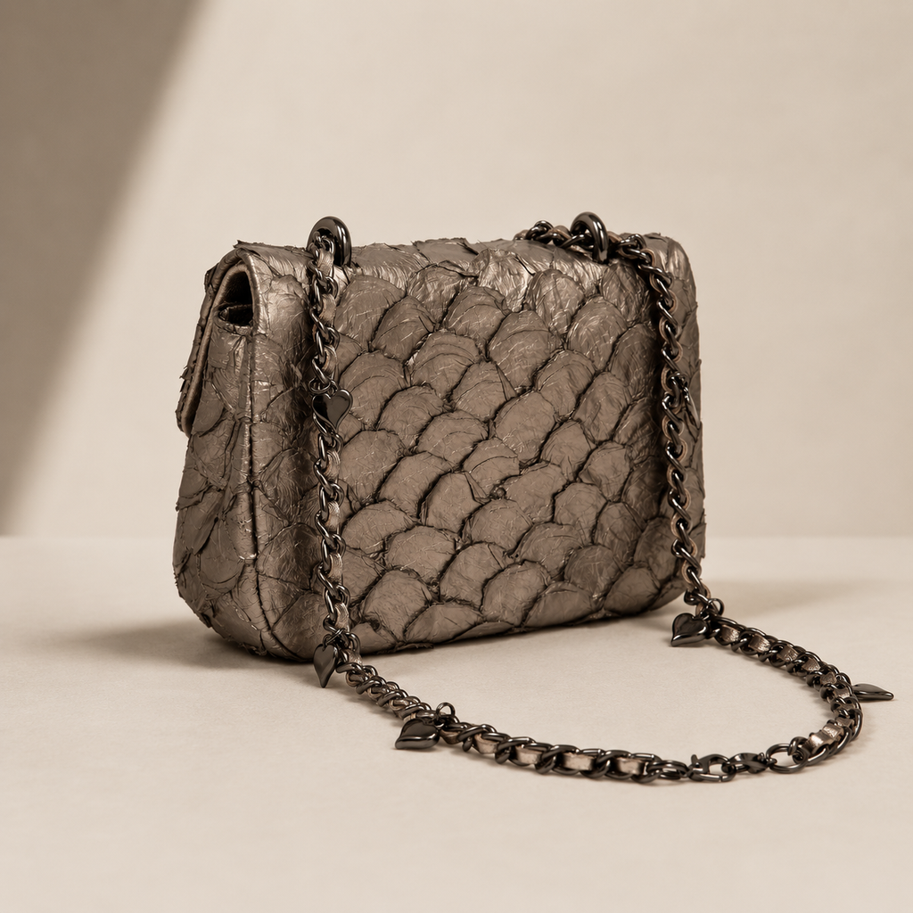 Bolsa Bali Pirarucu Prata Velha