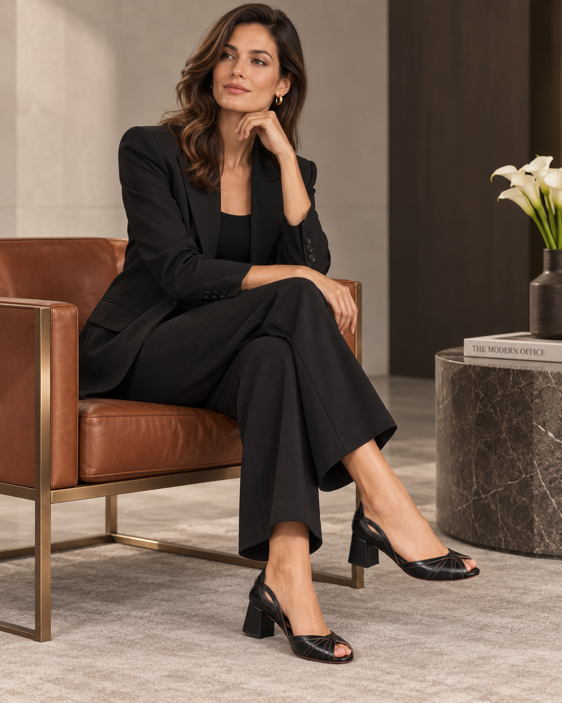 Peep Toe Wal Preto c/ Ouro Velho