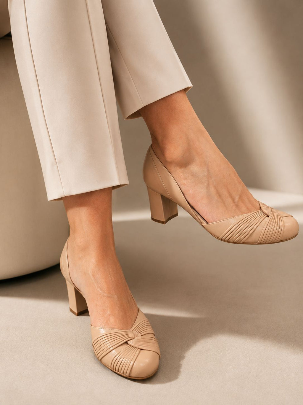 Sapato Paola Nude Rose - salto bloco médio