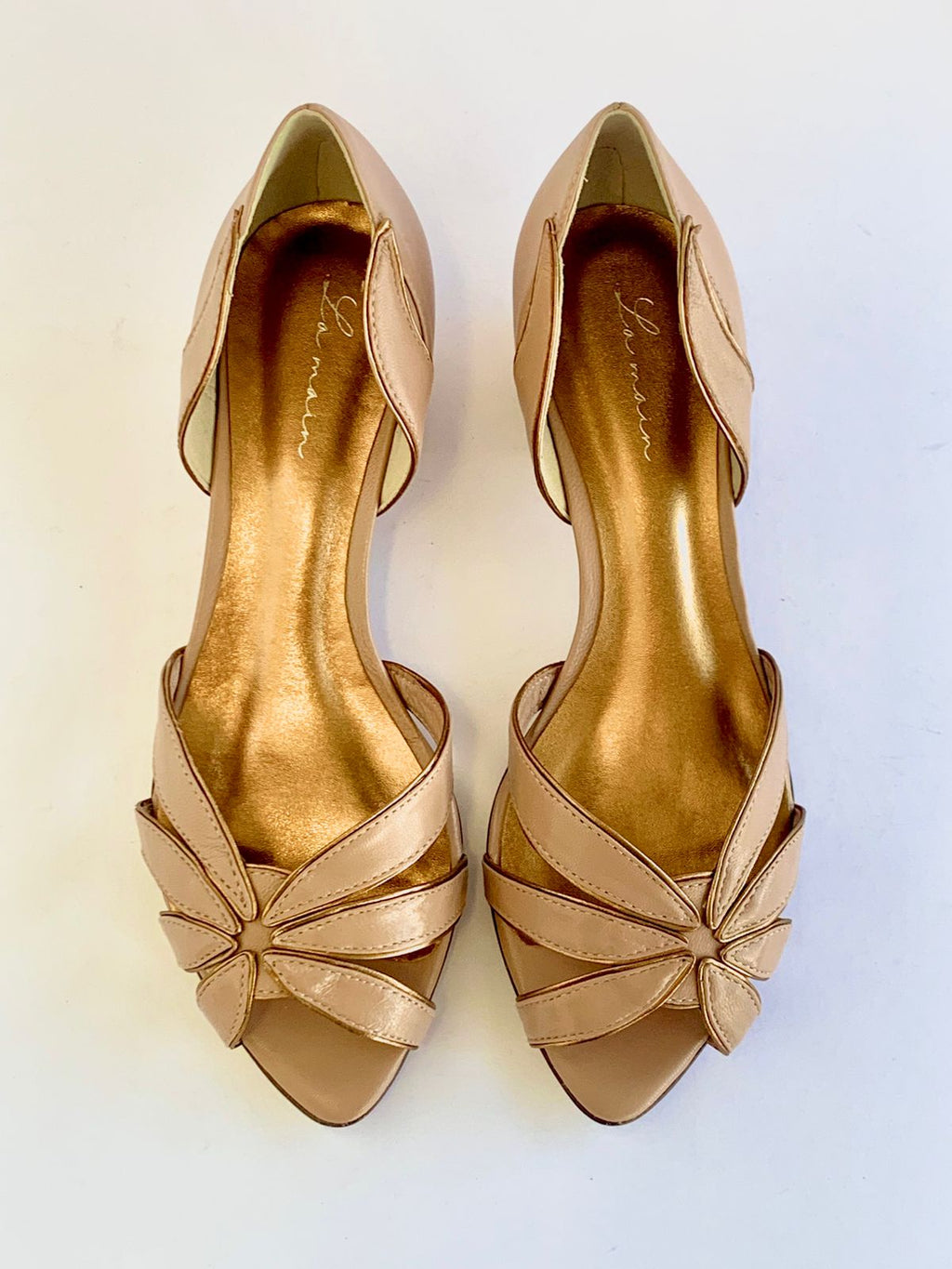Peep Toe Deise em Couro Legítimo Nude - Salto Baixo