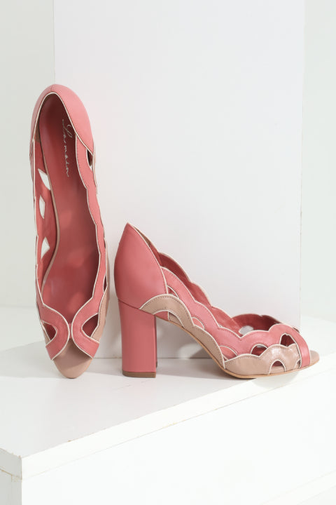 Peep Toe Monique Bicolor Rosa