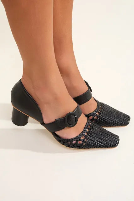 Scarpin Samanta Macramê Preto