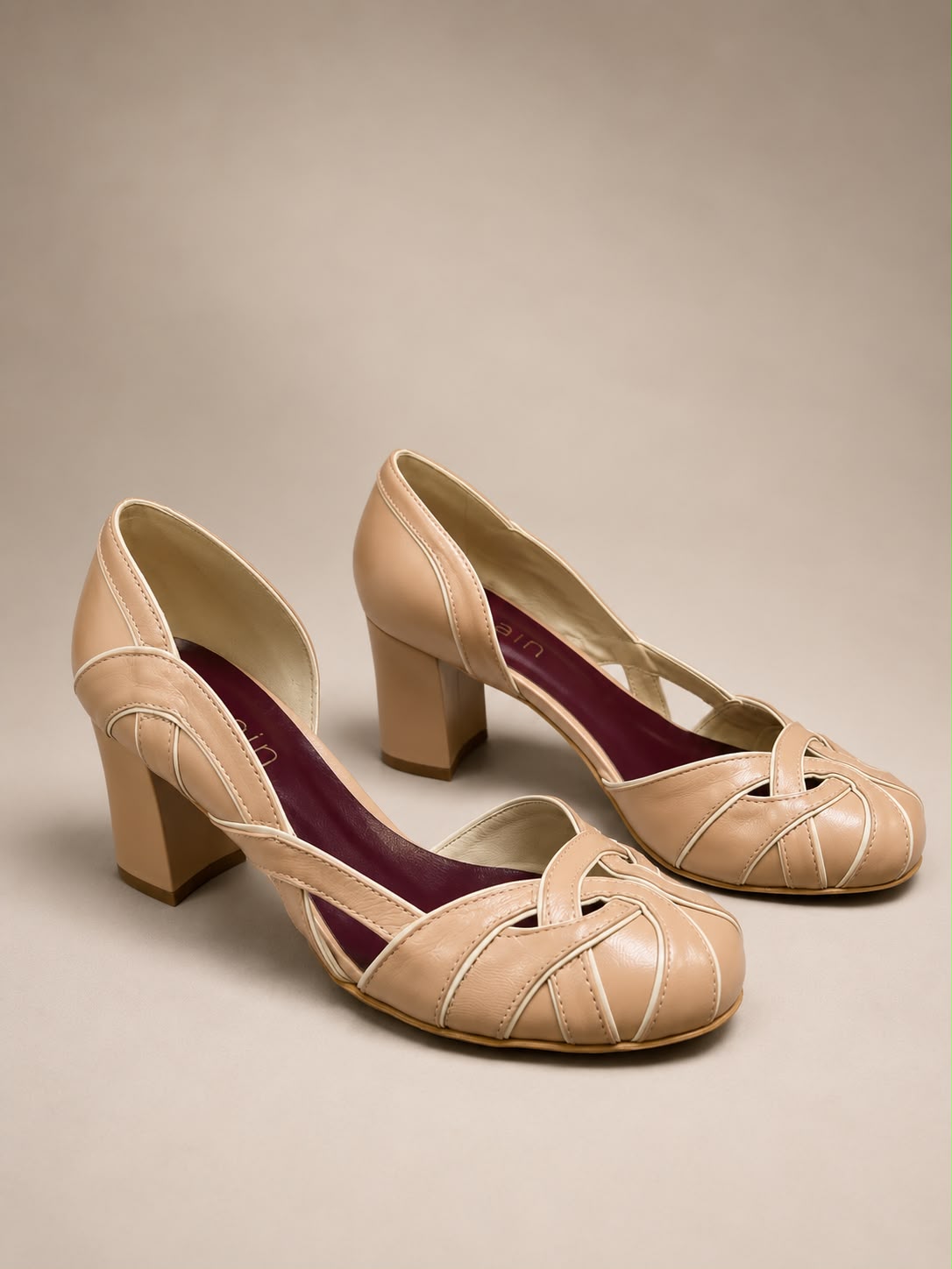 Sapato Pietra em Couro Legítimo Nude - Detalhes em Off White