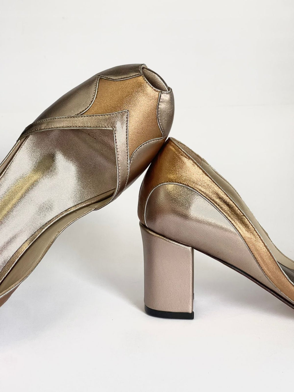 Peep Toe Michele Prata Velha
